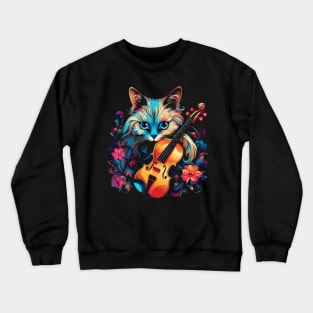 Siamese Cat Playing Violin Crewneck Sweatshirt